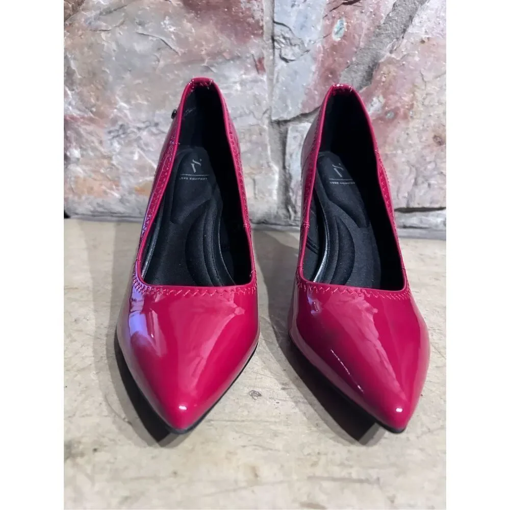 Women’s Patent Pointed-Toe Pumps in Fuchsia